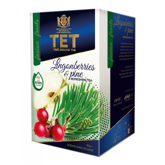 Musta tee True English Tea "Lingonberry & Pine", 20 kpl.