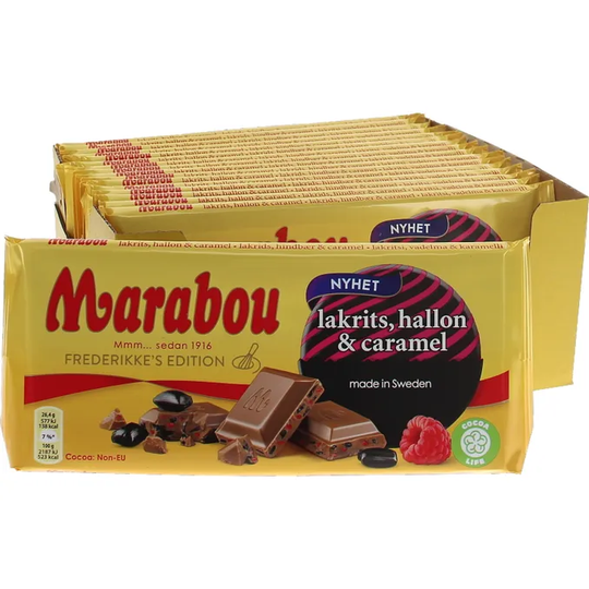 Marabou Suklaalevy Lakritsi Vadelma & Karamelli 17-pack