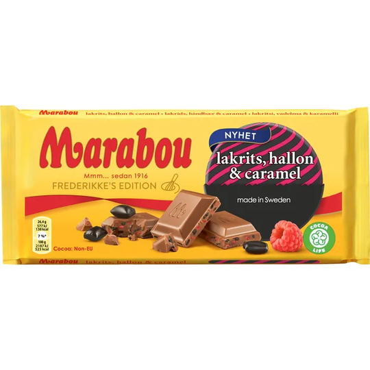 Marabou Suklaalevy Lakritsi, Vadelma & Karamelli