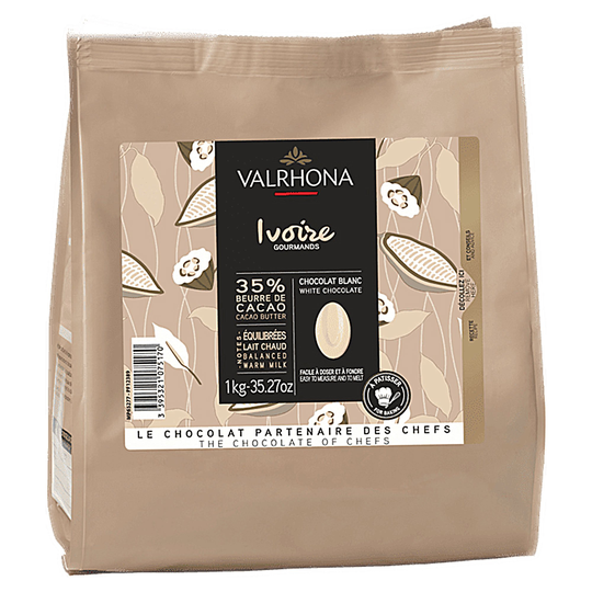 Valrhona Ivoire 35 % suklaanappi, 1 kg