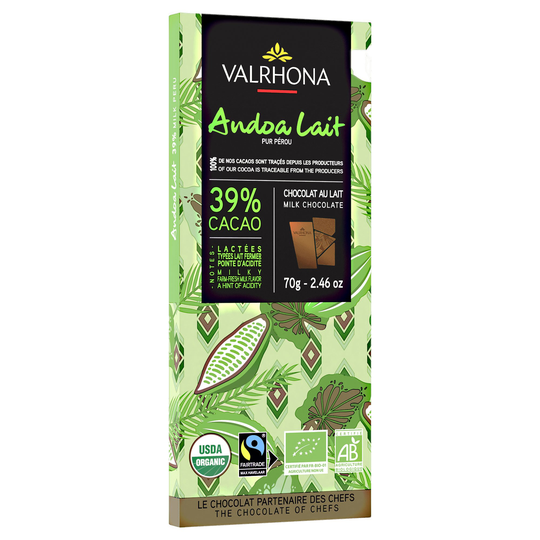 Valrhona Andoa 39 % suklaalevy, 70 g