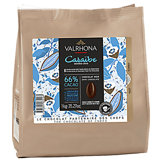 Valrhona Caraibe 66 % tummasuklaanappi, 1 kg