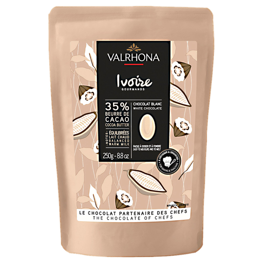 Valrhona Ivoire 35 % suklaanappi, 250 g