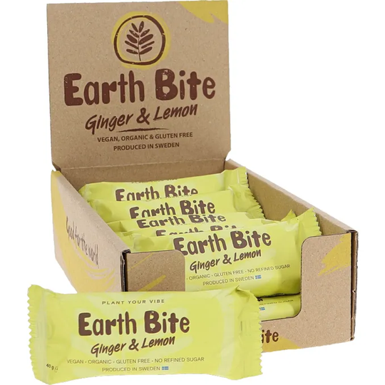 Earth Bite Raakapatukka Inkivääri & Sitruuna Luomu 12-pack