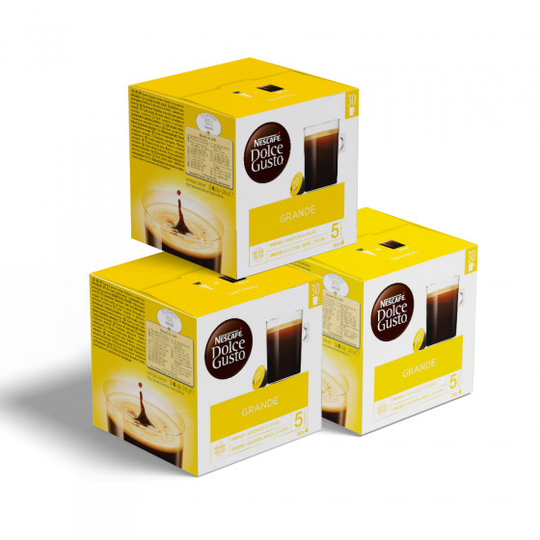 Dolce Gusto® -koneille sopiva kahvikapselisarja NESCAFÉ Dolce Gusto "Grande", 3 x 30 kpl.